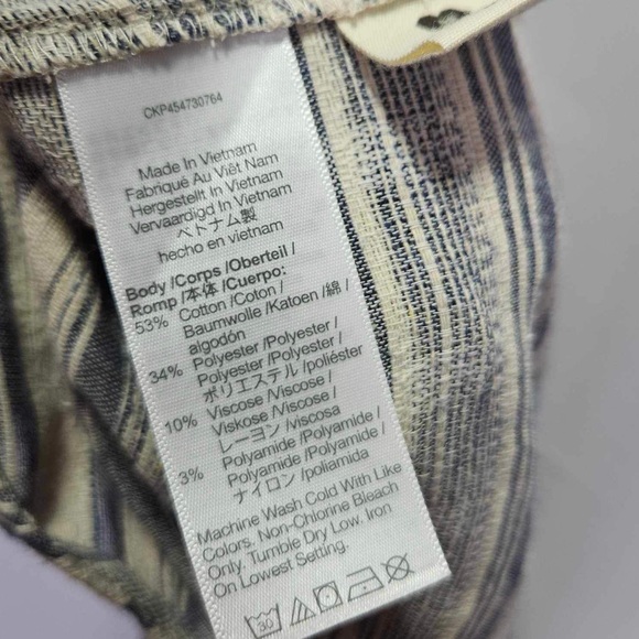 Madewell Tie-Strap Balloon Cover-Up Jumpsuit Striped Cotton Sleeveless - Picture 6 of 7